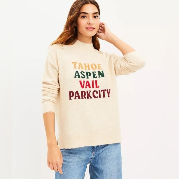 Lou & Grey | Women's Soft Cozy Ski City Sweater Size Small NWT Aspen Vail Tahoe - Picture 2 of 9